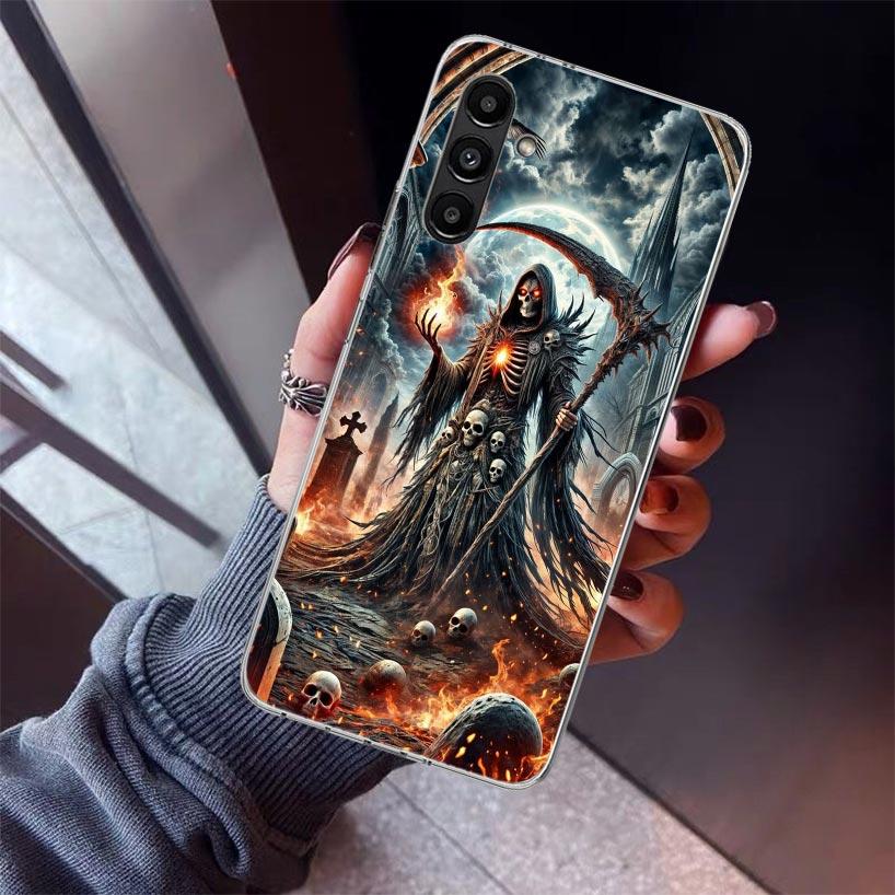 Death Grim Reaper Skull Scythe Phone Case For Samsung Galaxy A17 A57 A37 A16 A26 A36 A56 A15 A25 A35 A55 A14 A13 A54 A53 A34 A24