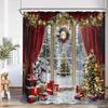 Рождественская шторка для душа Елка Подарки Зимний лес Кедр Природа Пейзаж Дом Настенный гобелен Тканевые шторы для ванной Декор