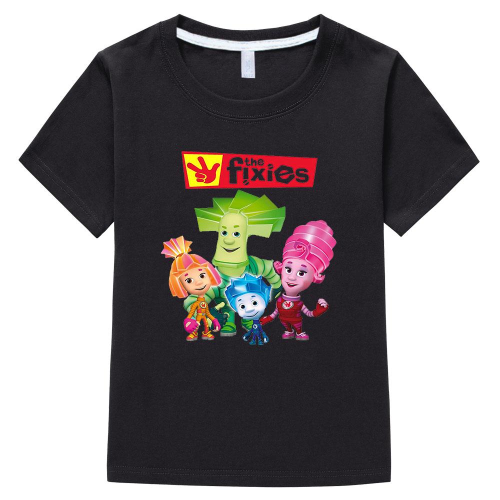The Fixies Cartoon Boys and Girls 100%Cotton T-shirt Anime Print Short Sleeves Sports Comic Kids Clothing Toddler Tees for Summer Funny T-shirt