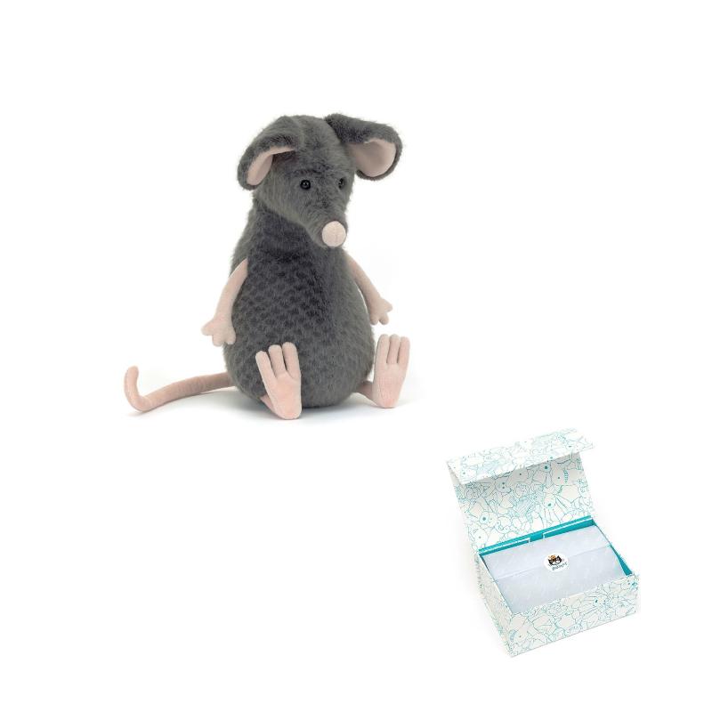 JELLYCAT Woods Animal Series Lachlan Sad Rat Lachlan Sad Rat Grey Doll Plush Figure Sitting 24cm High