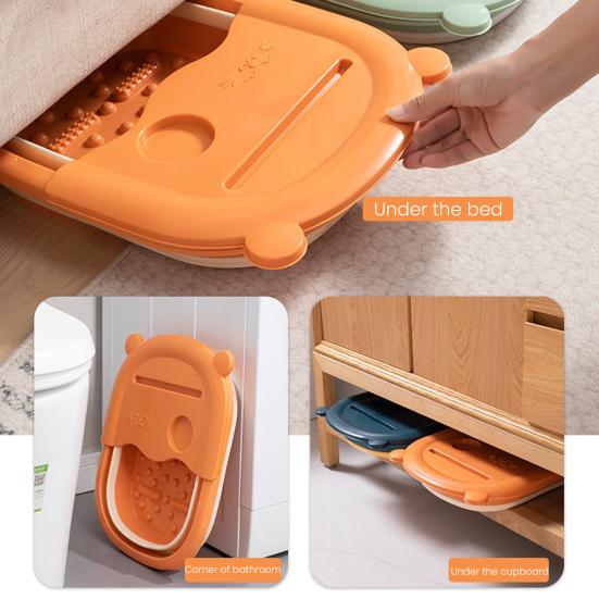 Складной тазик для ножных ванн, компактный таз для расслабления ног, массажный контейнер для спа-процедур для ног с массажными шариками на дне