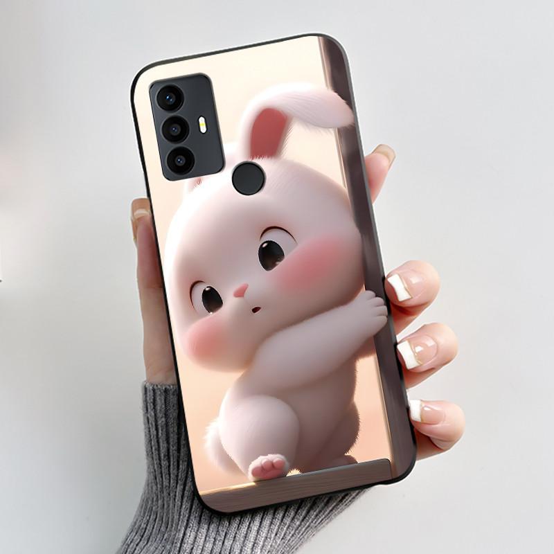 Cute Case For TCL 30 SE Protective Cover For TCL 30E Funda For TCL 306 305 Printing Shell Soft Silicone Cartoon Black Casing