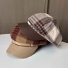 Клетчатая кожаная кепка на весну и осень, декоративная восьмиугольная шляпа с металлической пряжкой, женская ретро-кепка в британском стиле, кепка газетчика