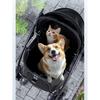 Foldable Pet Stroller for Small Medium Dogs Cats, 2 in 1 Detachable Lightweight 5.6kg Puppy Stroller with Brake Universal Wheels & Storage Basket,