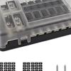 12 Circuit Fuse Block, Fuse Box Fit for Marine Automotive Car Vehicle