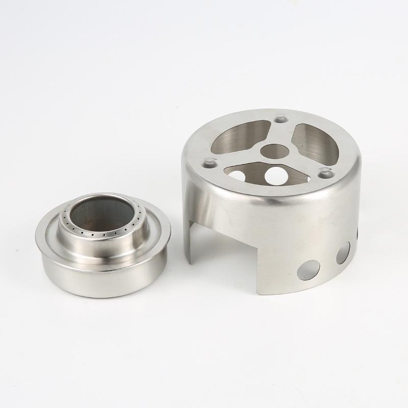 Портативная ветрозащитная спиртовая горелка из нержавеющей стали с круглым ветровым экраном для приготовления пищи на открытом воздухе