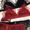 French Women's Underwear Set Sexy Ultra Thin Bra Set Lace Embroidery Bralette Comfort Triangle Cup Bras Mesh Breathable Lingerie
