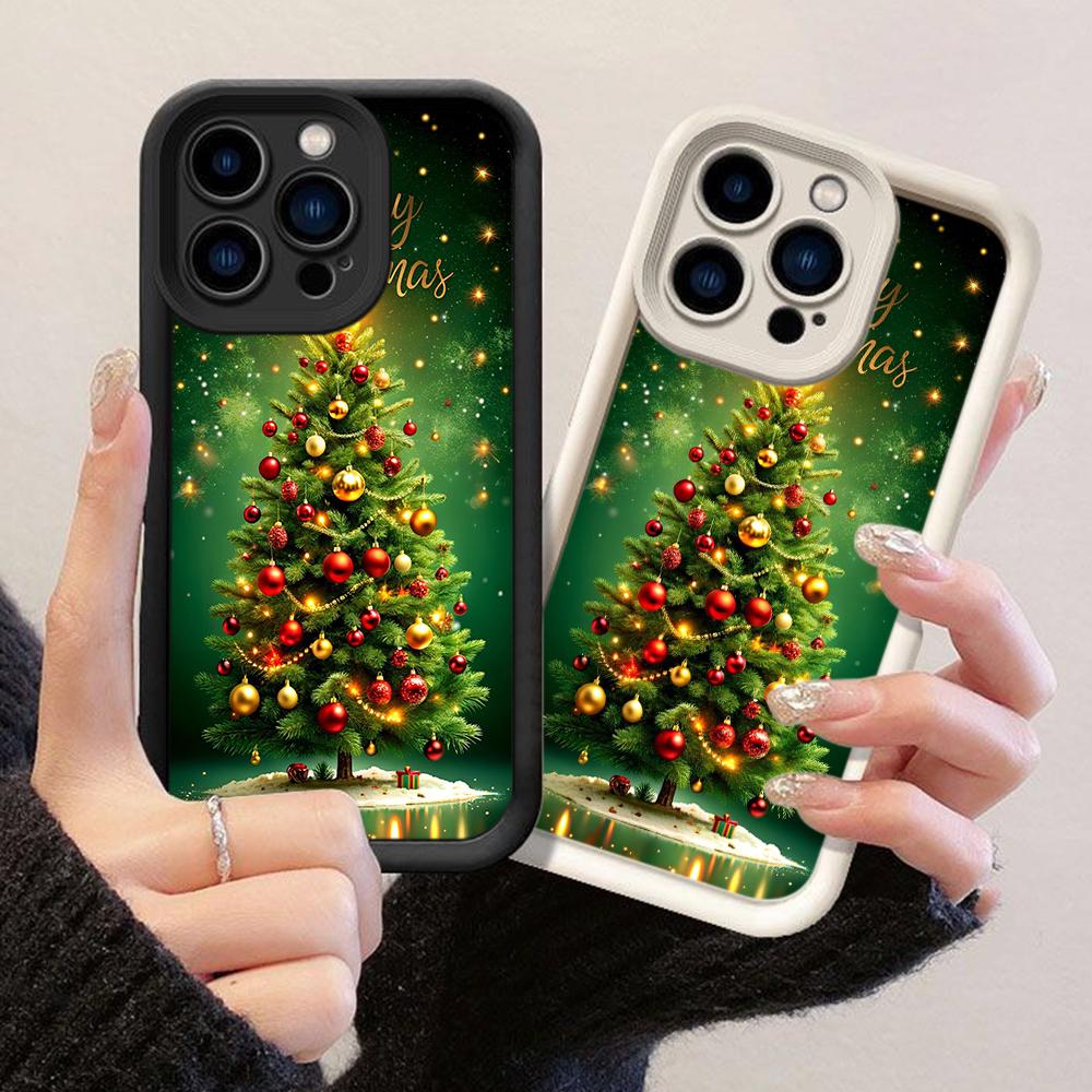 JT164 Новогоднее освещение для iPhone 17 16 15 14 Pro Max Samsung S26 S25 Ultra A17 A16 A07 A56 A06 Xiaomi 15T Redmi 15c 14C Note 14 Мягкий чехол из ТПУ