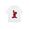 Футболка оверсайз черная с красным силуэтом кролика и текстом Yrs and Rabbits, повседневная уличная мода для женщин, летние наряды