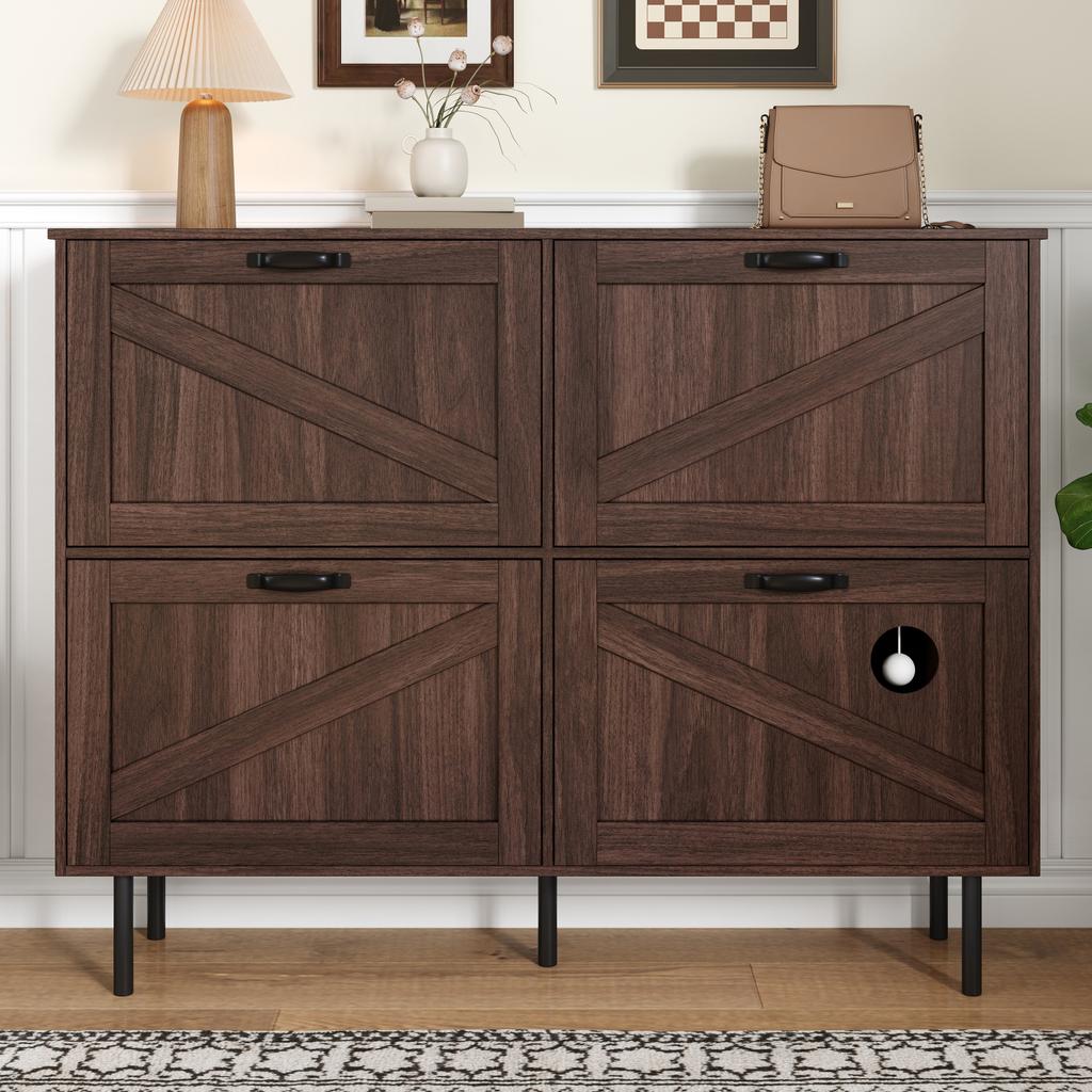 Narrow Shoe Cabinet with 3 Flaps, with Shelf for Pet Toys, Shoe Rack, Shoe Shelf, for Use in the Hallway.