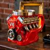 Кружка для кофе с двигателем V6, стакан для воды и напитков, подарок на день рождения с ручкой, уникальная красная, для дома