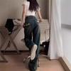 Wide Leg Jeans for Women High Waisted Contrasting Straight Leg Pant Autumn Lady Loose Pants Streetwear