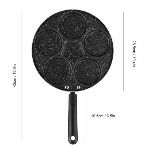 DOACT Pancake Pan, Pancake Plate, Heat-Resistant, Multi-Purpose, 5-Cavity Omelet Pan, Round, for Fried Eggs, Hamburgers, and Dumplings