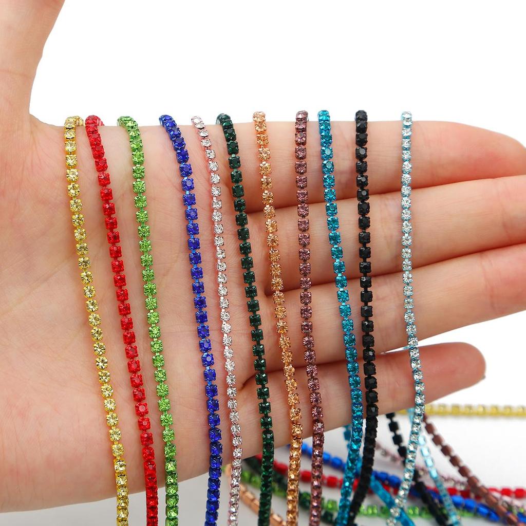 1Yard/lot Sewing Crystal Rhinestone Chain Silver Base Claw Gule On Rhinestone Trim DIY Beauty Clothes Accessories