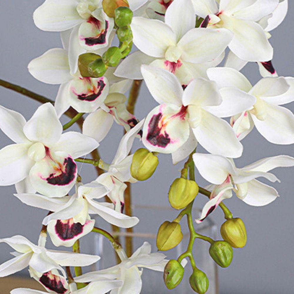 2 Fork Artificial Phalaenopsis Branches Real Touch Handmade Artificial Butterfly Orchid Flower Realistic Fake Flowers