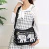 Stylish Elephant Print Crossbody Bag - Adjustable Strap, Water-Resistant, Multi Pockets
