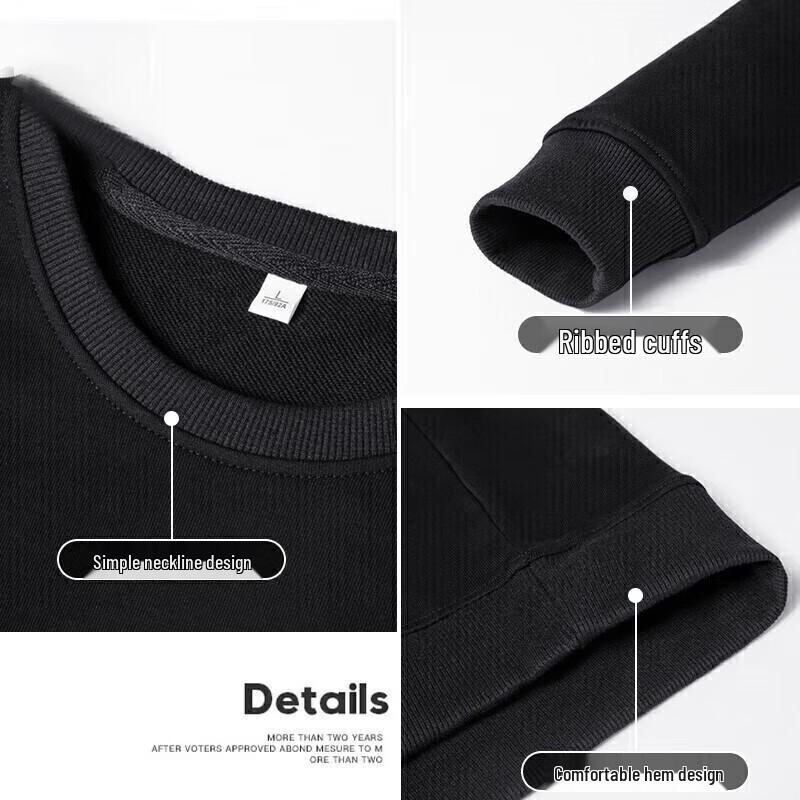 JEANSWEST Men's 2025 Autumn Simple Solid Crew Neck Long Sleeve Sweatshirt