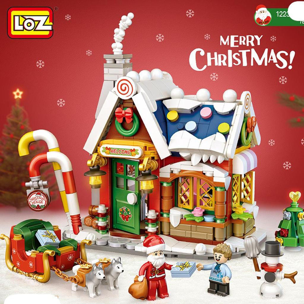 788 шт. LOZ мини-блоки архитектура Рождеством дом Санта-Клаус снеговик дерево олень строительные блоки кирпичи игрушка для детей подарок без коробки