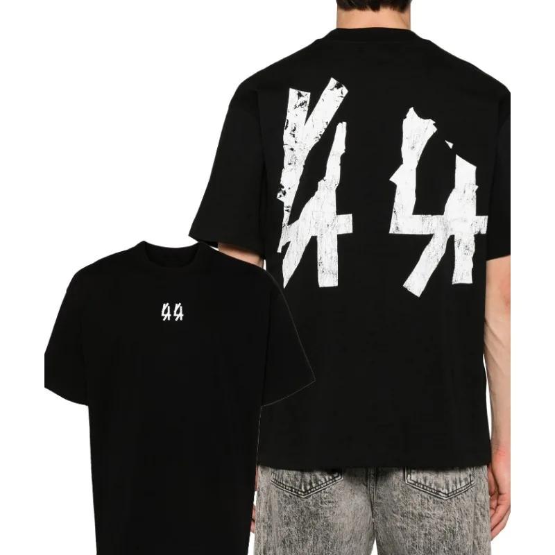 2026 44 Группа этикеток Хлопковая футболка в стиле Хип-хоп Унисекс Уличная одежда Короткий рукав Круглый вырез Принт Повседневная Дышащая Модная футболка для взрослых
