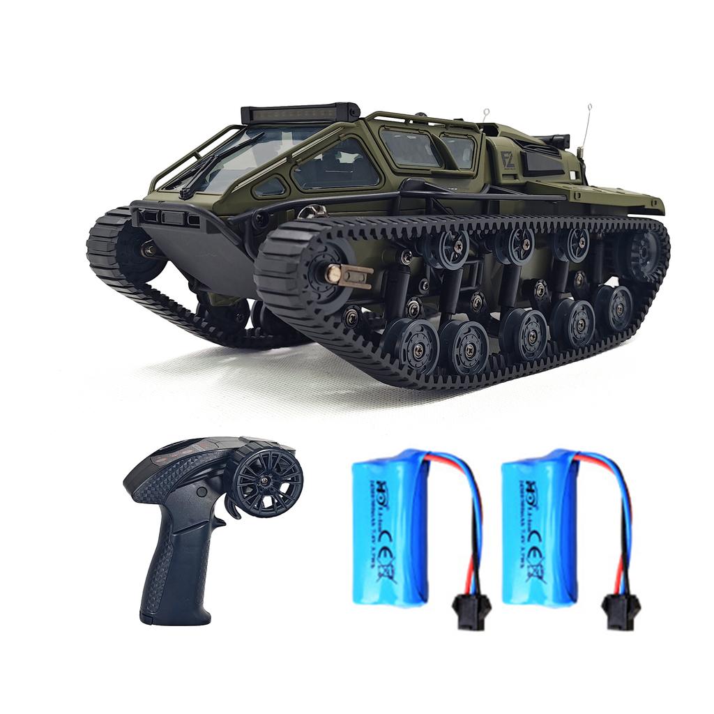 Remote Control Tank, 2.4GHz All Terrain 360 Degrees Rotating Toy Vehicle with Lights, Rechargeable Tracked Car Gifts