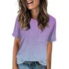Women's Pocket Gradient Print Summer Short Sleeve Round Neck Casual Loose T-shirt Top