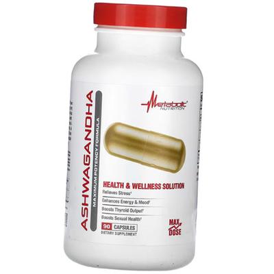 Ашваганда и черный перец, Ashwagandha, Metabolic Nutrition  90капс (71646002)