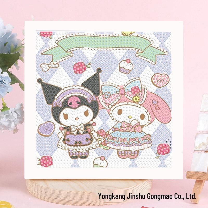 Детская алмазная мозаика Sanrio с наклейками-рамкой - Набор для самостоятельного изготовления, ручная работа, подарок
