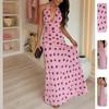 Весенние Новые Женские Платья - Элегантное Макси Платье в Горошек с V-образным Вырезом на Бретельках