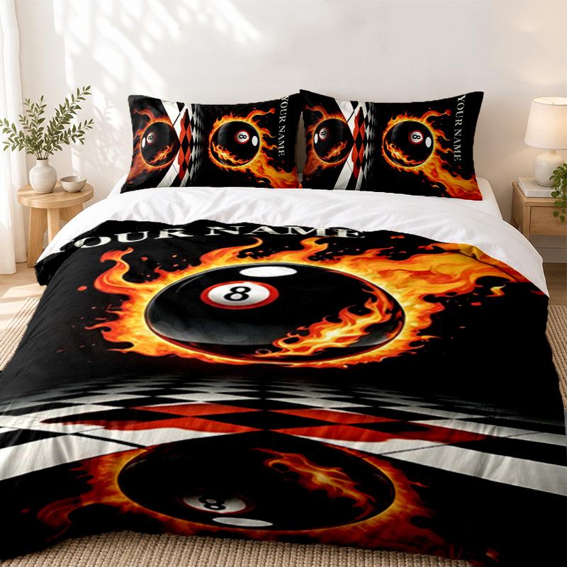 8ball Custom Name 3pc set Perfect for bedroom use Comfortable bedding set includes a duvet cover and two pillowcases Ideal birthday or Christmas gift