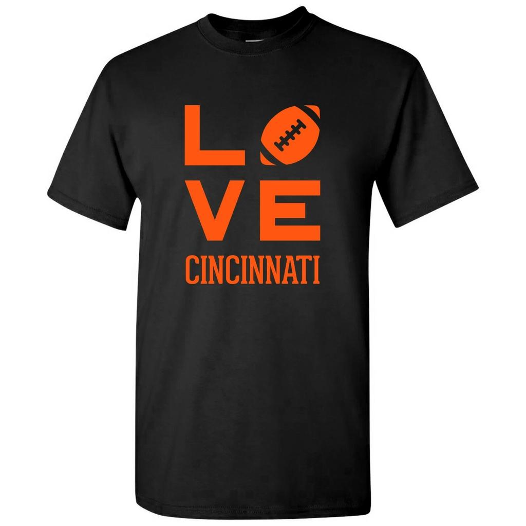 Cincinnati Love Football - Sports Team City Pride Tailgating T -Shirt - Black