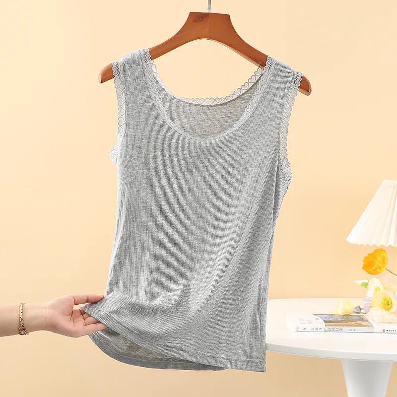 Женская майка Mo Dai Ice Thread с кружевом, свободная, большого размера, облегающая, модная, без рукавов, рубашка