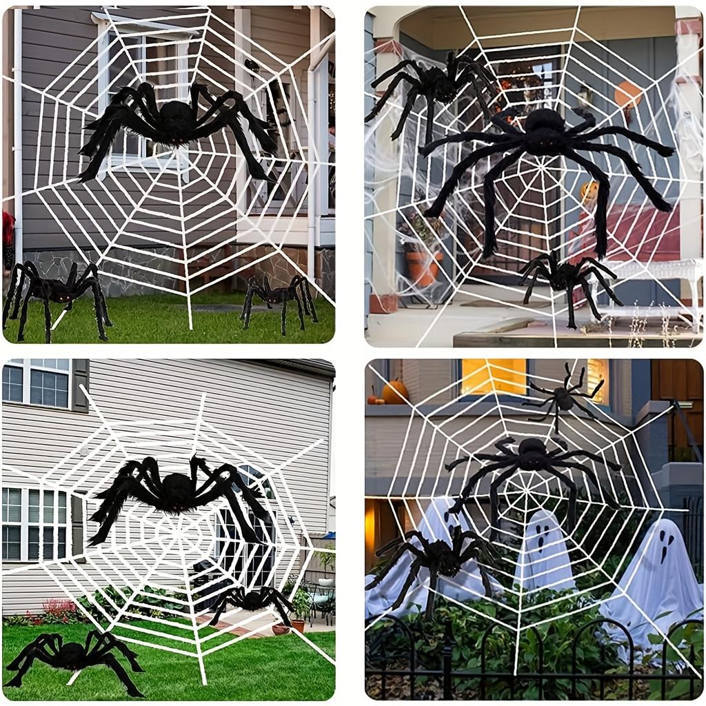 Halloween Extra Large Black Spider, Party Decor Giant Spider Web Prop, Realistic Plush Spider, Suitable for Home Bedroom