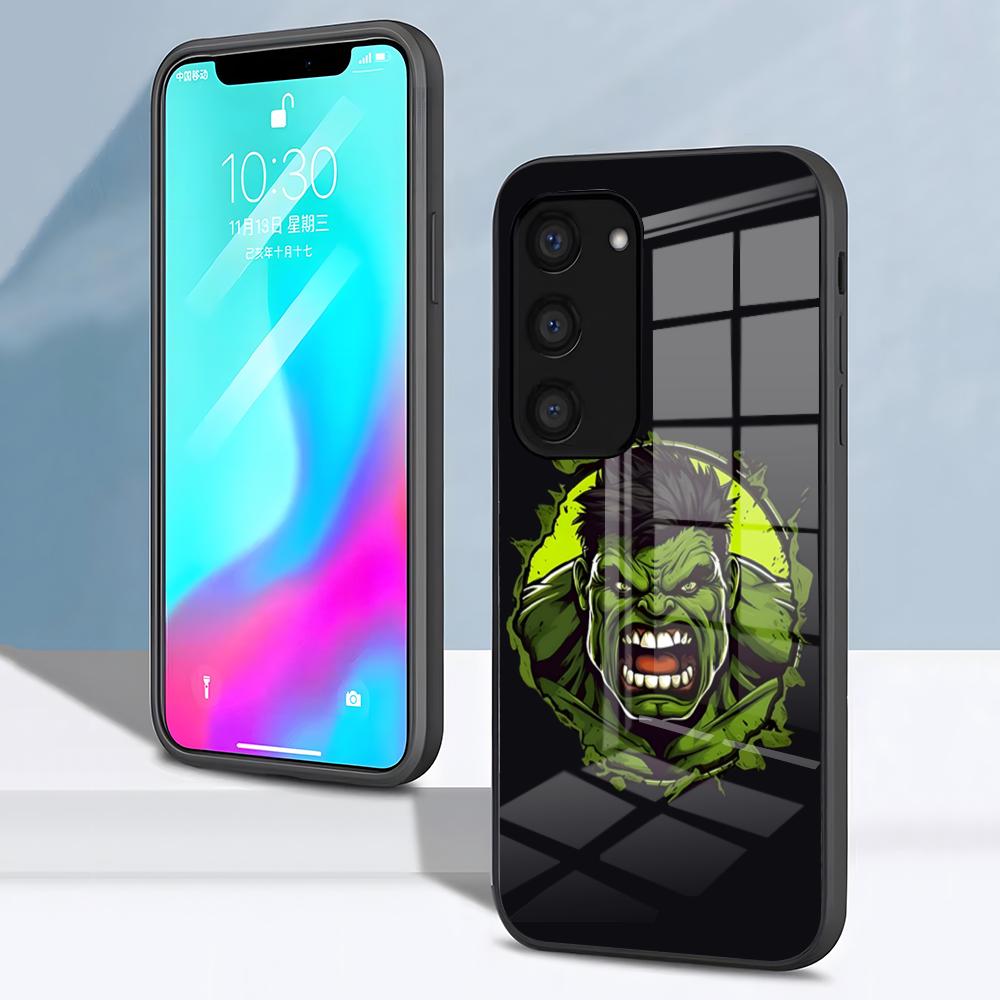 Superhero H-Hulk Phone Case For Samsung S26 S25 S24 FE S23 S22 S21 Plus S20 Ultra Note20Ultra Black Glass Cover