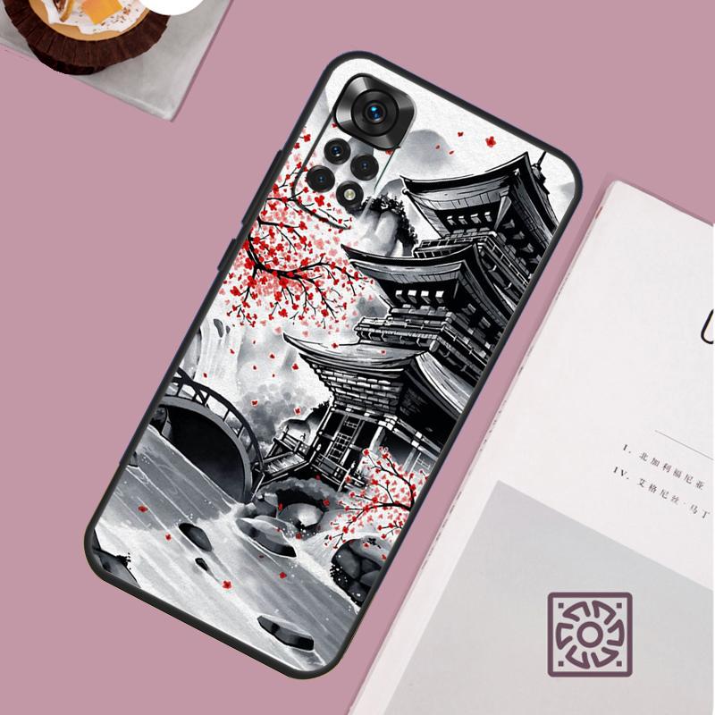 Японское искусство Храм Сакура Чехол для телефона Для Redmi Note 13 Pro 12 11 10 9 8 Pro 9S 10S 11S 12S 10A 9C 10C 12C 13C Чехол
