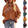 Women's Casual Corduroy Solid Color Shirt Lapel Single Breasting Loose Coat