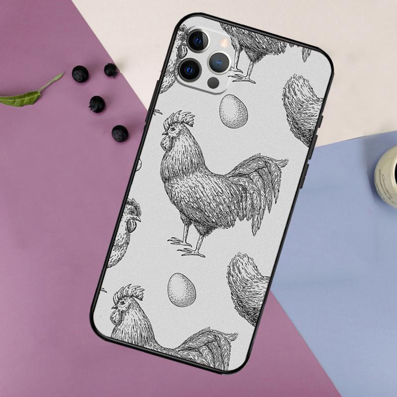 Chicken Pattern Phone Case For iPhone 17 16 15 14 11 12 13 Pro Max Plus 12 13 mini 16e 17 Air Bumper Cover