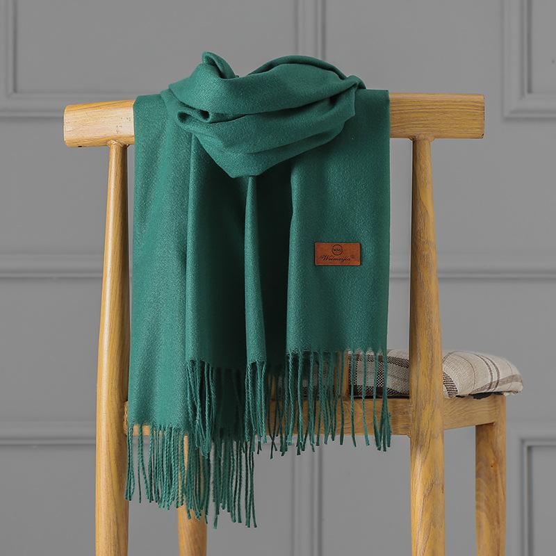 Cashmere Scarf Women's Autumn and Winter Solid Color Tassel Shawl Thickened Warm Scarf