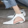 Оригинальный дизайн 2024 Весна Кожа Женские повседневные черные белые летние сапоги Модные сапоги на высоком каблуке Туфли на молнии для женщин