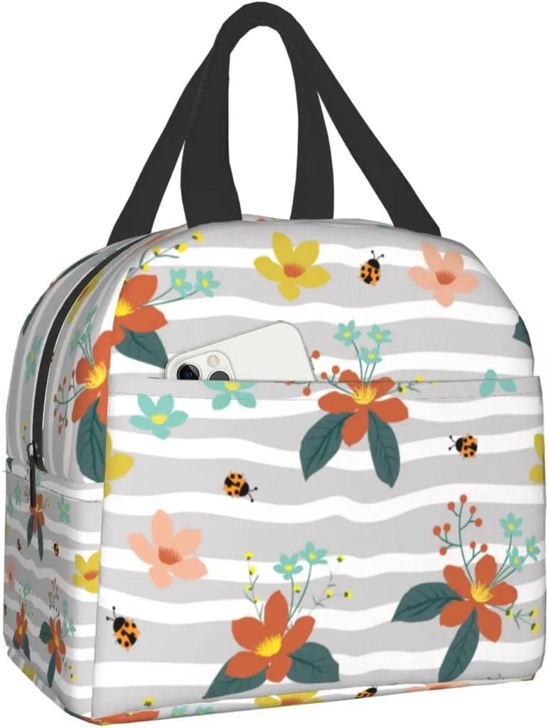 Ланч-бокс Dots Ladybug, термосумка для ланча для женщин и мужчин, многоразовые сумки для ланча, идеально подходят для офиса, кемпинга, походов, пикника