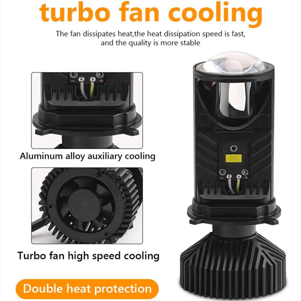 Y6 Turbo Fan H4 LED Headlights Car H4 Mini Projector Lens 6000K Super Bright 20000LM Hi Lo Beam Bulb LED Lights Car Light Lamp