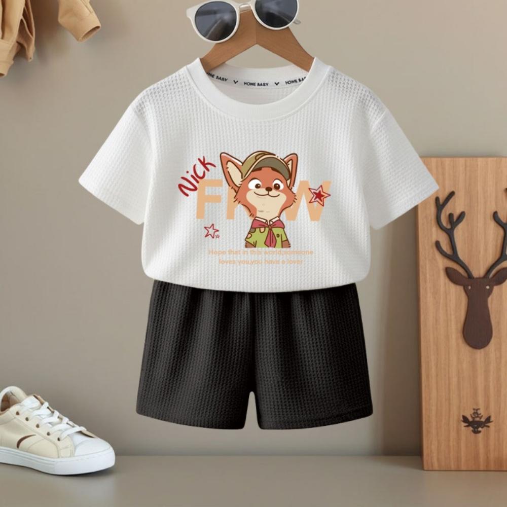 Summer Boys and Girls Fashion T Shirt and Shorts Two Piece Sets Kids Casual Outfits Children Breathable Short Sleeve Top Set New