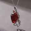 Halloween Gothic Red Crystal Flower Thorns Pendant Necklace for Women Men Punk Love Heart Skeleton Skull Choker Jewelry