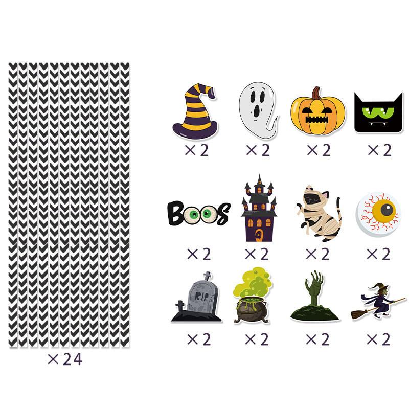 Event Paper Halloween Straws With Witch And Pumpkin Illustrations Festive For