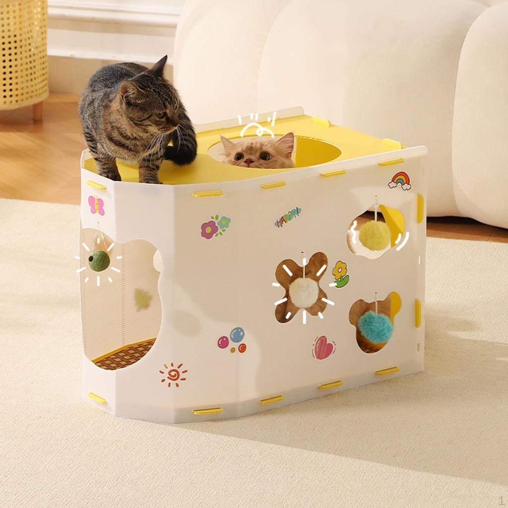 Cat House Tunnel Cute Decoration Multifunction Pet Supplies Large Space with Ball Bed Cave for
