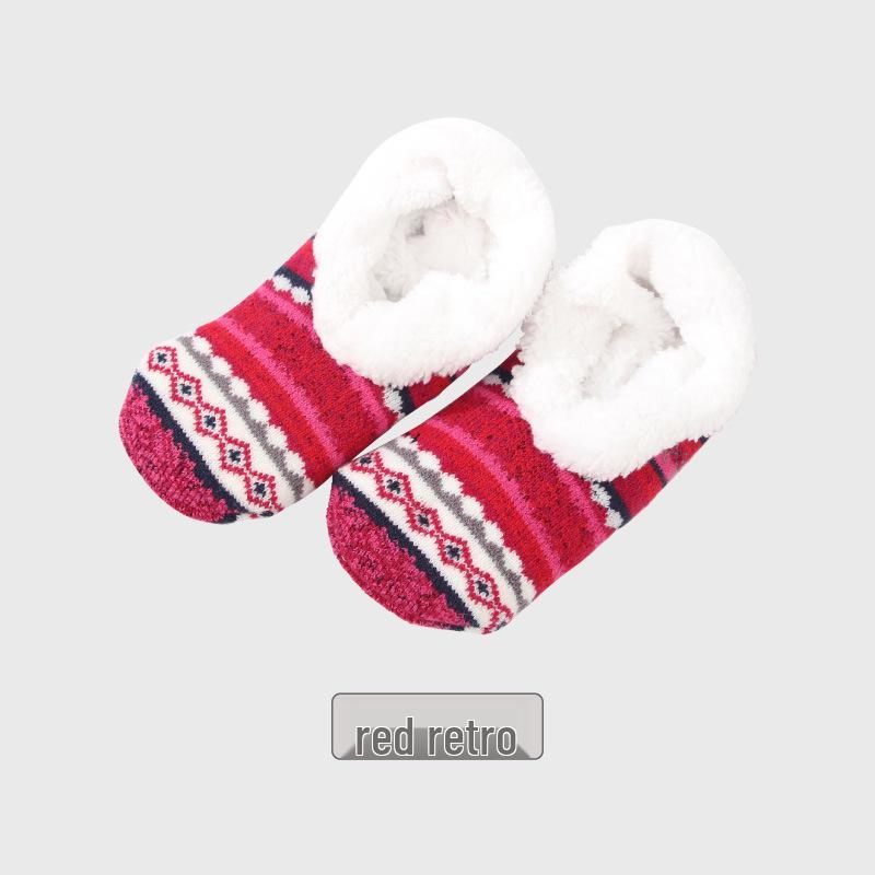 Нескользящие носки-тапочки из американской шерсти ягненка для взрослых - Зимние велюровые носки для дома