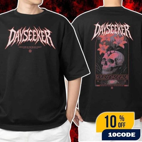 Dayseeker Зима 2025 Футболка с принтом 'Существо в Черной Ночи' Все размеры Унисекс Футболка