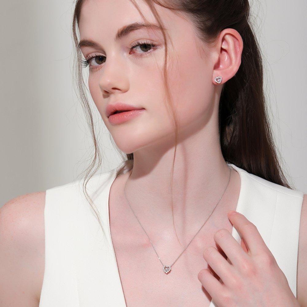 [Rosemont] Серебряная Petite Etoile (Танцующие украшения) Ожерелье-сердце Rc24B39N
