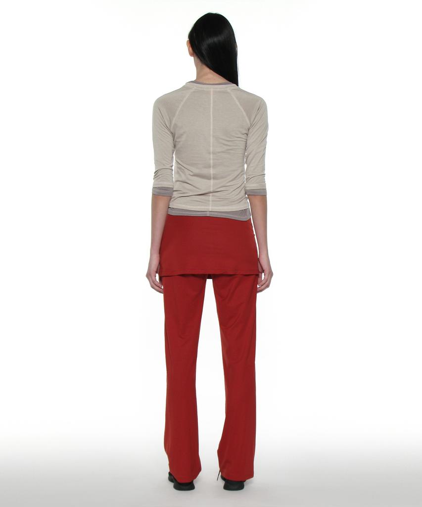 PARTIMENTO WOMEN Pwc Sheer Raglan Three-Quarter Sleeve Tee_Ecru