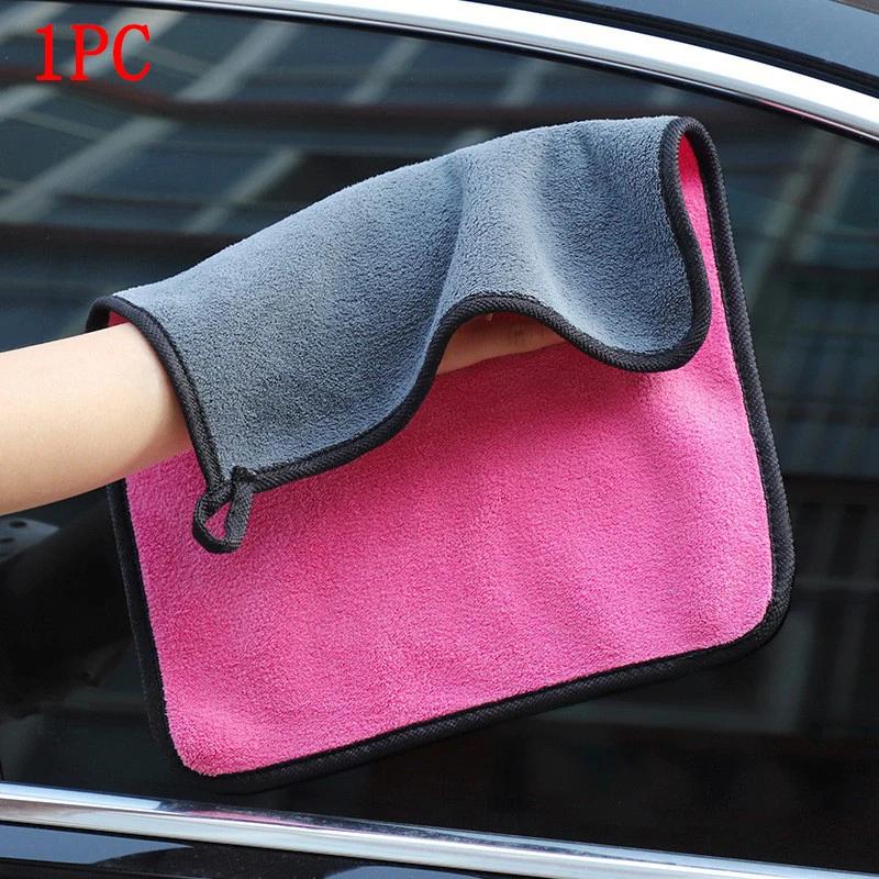 Утолщенное прочное впитывающее полотенце для чистки автомобиля, двухстороннее полотенце из кораллового флиса из микрофибры, салфетка для сушки автомобиля, автомобильные аксессуары