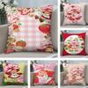 Kawaii S-Strawberry Shortcakes Pillow Case Short Plush Double-sided Print Square Throw Pillow Covers Sofa Home Cushion Decor